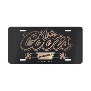 Vintage Coors Banquet Black License Plate, Novelty Vanity Plate, Car Truck Front Tag, for Beer Lover, Car Accessories, 12 inch x 6 inch with 4 holes