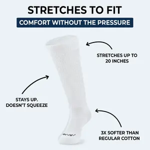 Araam ComfortFlex Over the Calf Socks for Men & Women | Non-Binding Extra Stretch Knee High – Soft Cotton, Seamless Toe, All-Day Comfort for Swollen Legs & Sensitive Skin