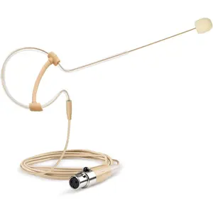 Headset Microphone Headworn Single Earset Over Ear Hanging Condenser Mic Compatible with   System Bodypack Transmitter, Ideal for Singing, Churches, Stage Performance - Beige