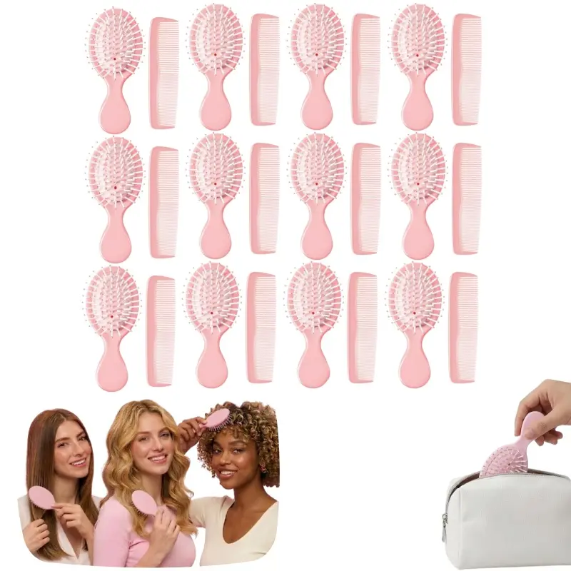 24 pcs mini portable comb set - including 12 air cushion combs and 12 plastic combs, easy to carry and travel, suitable for daily outings, gyms, hotels, and guests