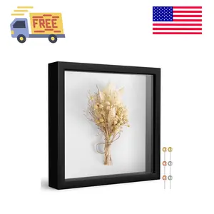 8x8 Shadow Box Frame with Soft Linen Back Black