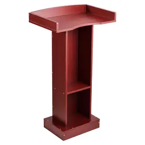 VEVOR Podium Stand, 41-Inch Wooden Lectern, Laptop Desk with Wide Reading Surface and Storage Shelf, Edge Stopper, Elegant Design, Flool-Standing, for Classroom, Conference, Church, and Presentation