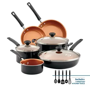 14 Piece Easy Clean Pro Ceramic Nonstick Pots and Pans Set, Black