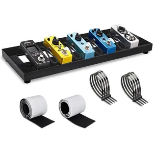 Small Guitar Pedal Board, 15x5.7x1.18",  Alloy Black Effects Mini Pedal Board with Adhesive Hookside Tape