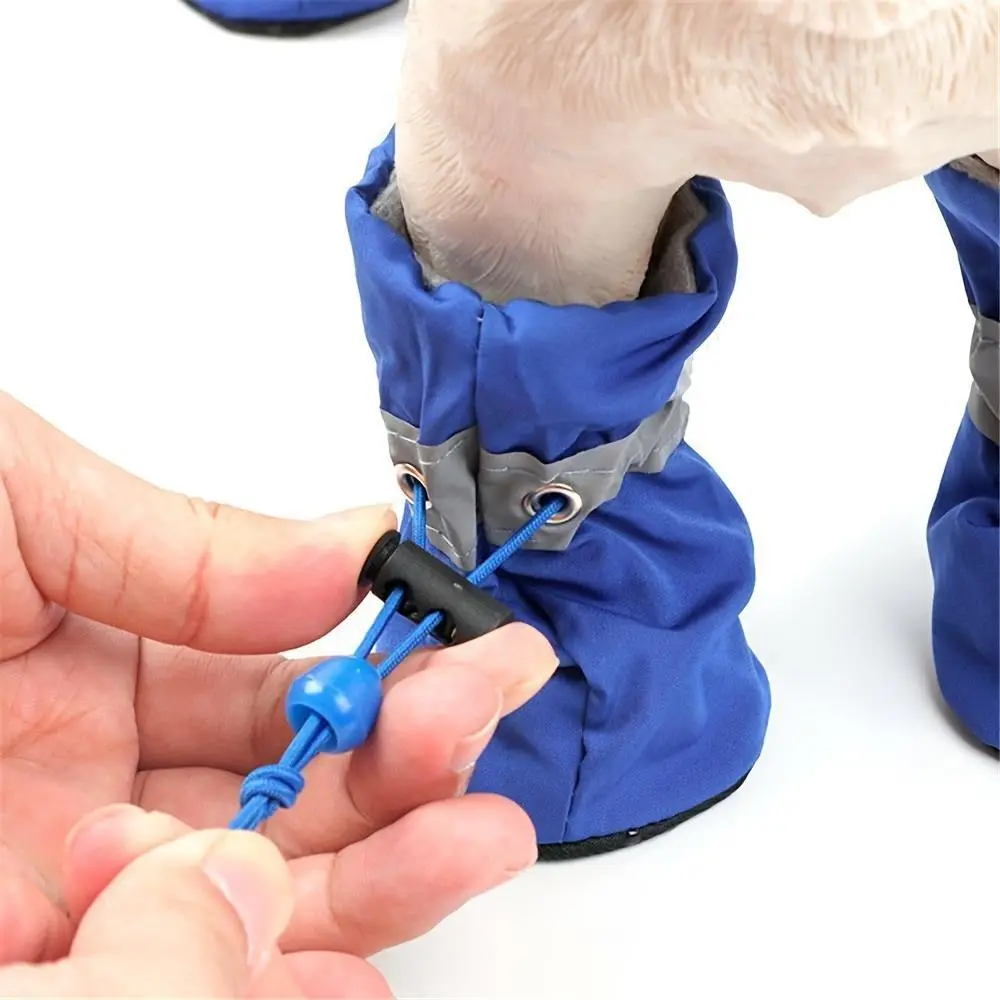 Pet Paw Round Toe Booties - 4Pcs Velcro Waterproof Wear-Resistant Outdoor Foot Protection Shoes for Pet Walking