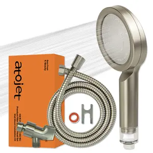 Atojet Premium Filter Showerhead Designed With Korea's Luxury Beauty Philosophy - Carbon Composite Filter | Single 1 month Set (Hose, Mount, Teflon Tape, Wrench) (JNE300-SET-SNG)
