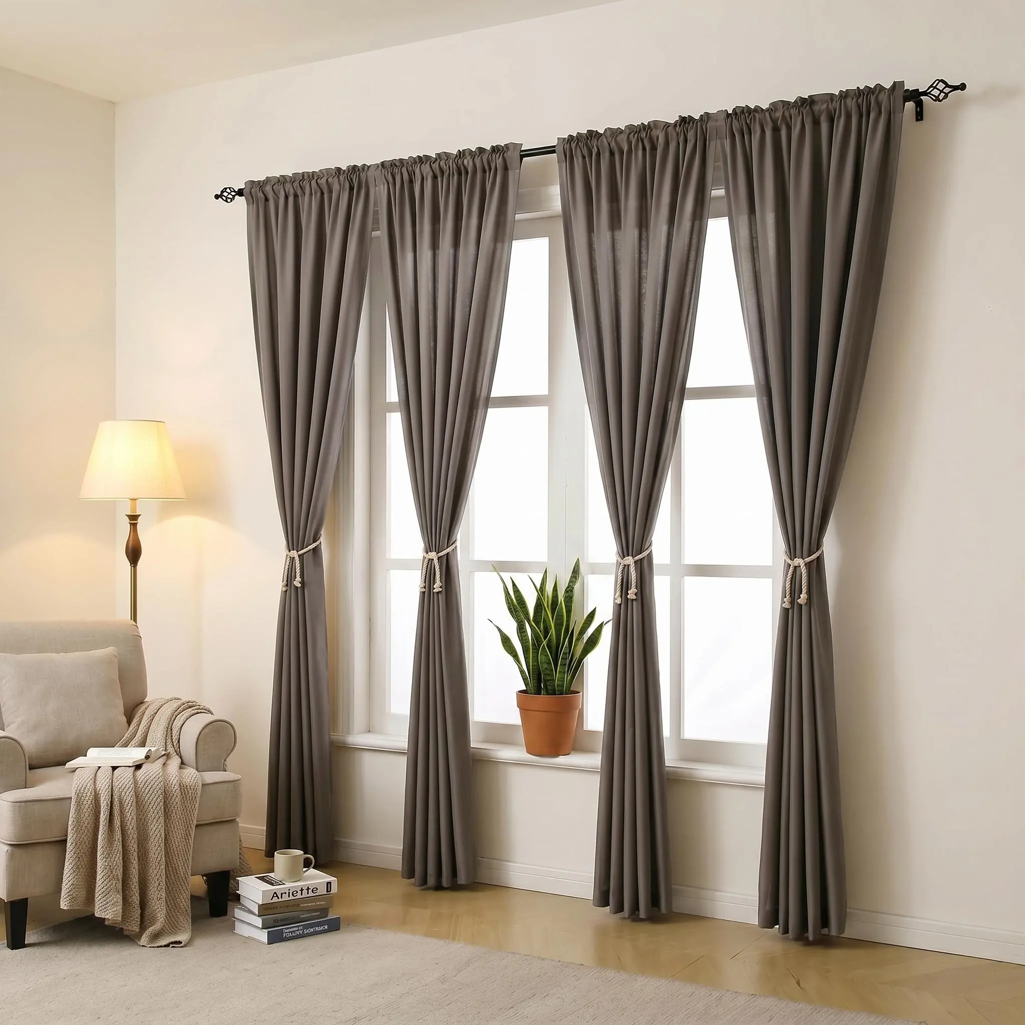 Home Decorative Curtain 4-Piece Semi Sheer Nylon Set, 52x84 Inch Rod Pocket Window Drapes, Anti-Shrink Lightweight Soft Drapery for Bedroom A018