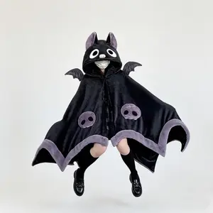【summerween】1pc Unisex Wearable Blanket Bat  Hooded Cape, Oversized Bat Sleeve Plush Thick Cloak, One Size Fits All, Perfect Holiday Gift🎁