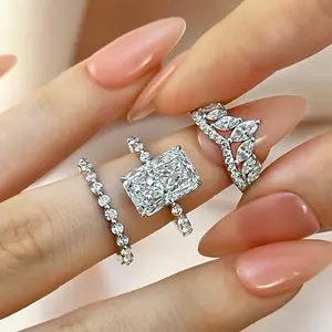 Maxine 5.0ct Radiant Cut 3PC Engagement Ring Set,Bridal Ring Set,5A Cubic Zirconia Women's Ring Jewelry,Wedding Ring Set for Daily,Travel,Proposal,Birthday,Anniversary