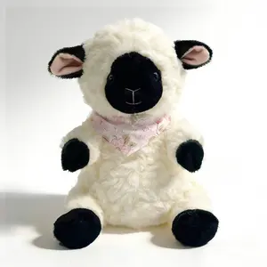 Plush Toy Lamb Doll Scarf Baby Sheep Plushie Mountain Goat Decoration Ornament, Soft Stuffed Animal Collectible Gift