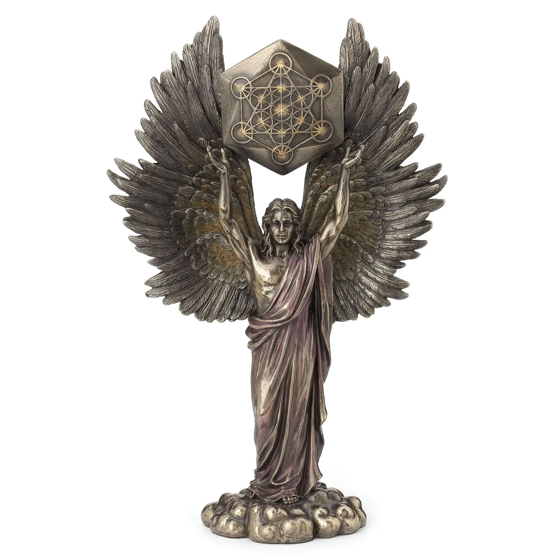 13 3/4 Inches Metatron Holding Sacred Geometry Cube CCB