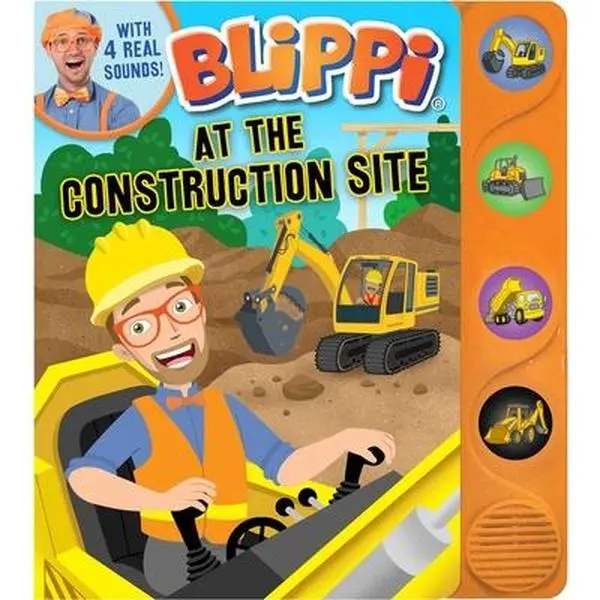 Blippi: At the Construction Site - English Learning Board Book for Children, Featuring Construction Vehicles, by Editors of Studio Fun International