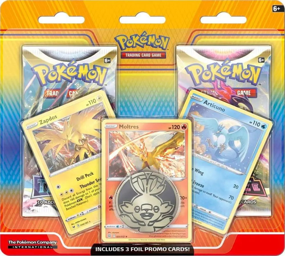 2-Pack Sealed Blister Booster Packs - Collectible Cards with Articuno, Zapdos, Moltres - Trading Card Collectible Foil Set