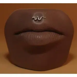 Steel Snake Labret Lip Ring Stud Piercing