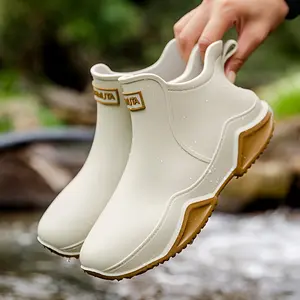 Fashion Outdoor Kitchen Anti-Slip Rain Boots, Motorcycle Waterproof Shoes, Rain Boots Rubber Shoes Water Shoes Fishing Shoes Men and Women