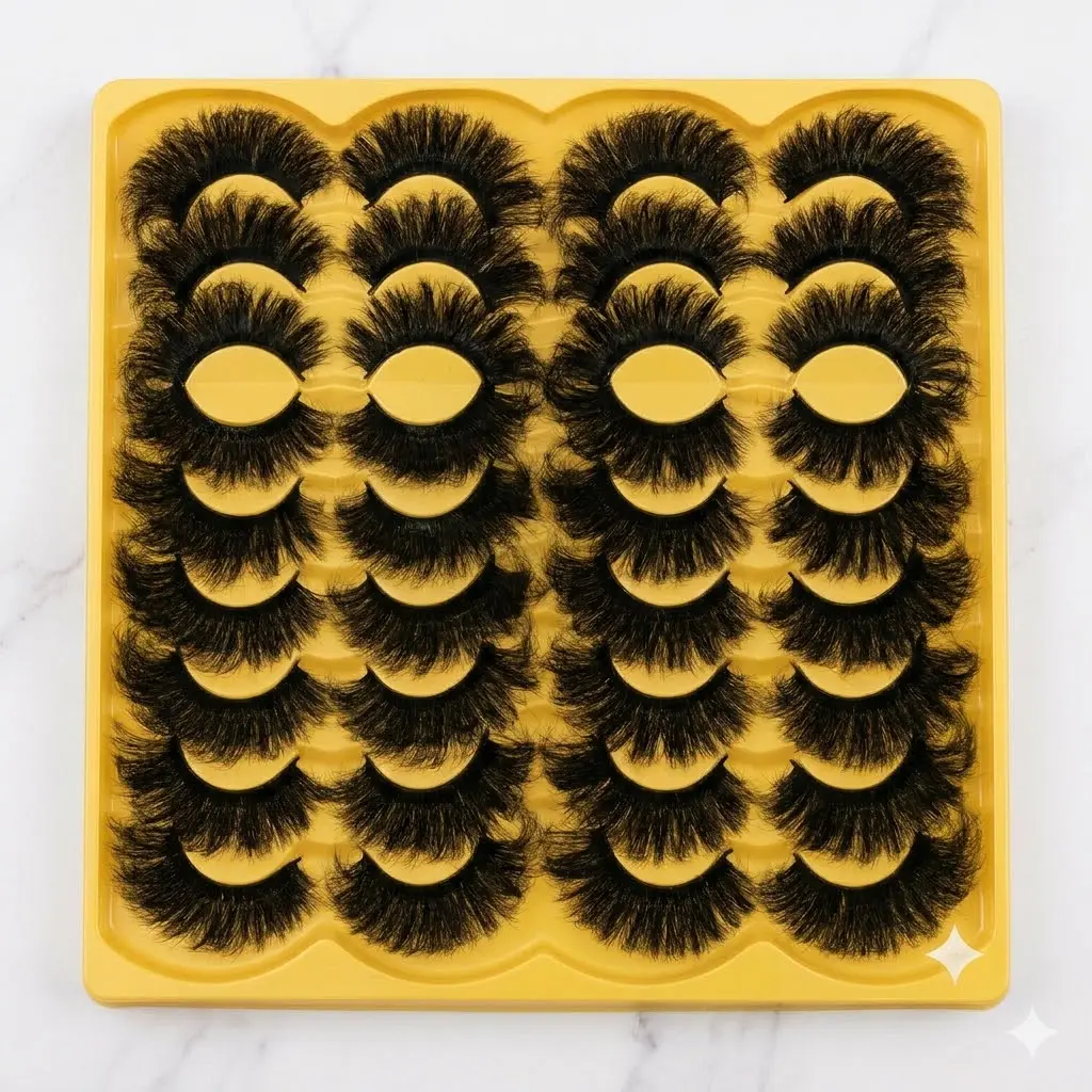 Mink Lashes Fluffy 20mm Volume Fancy  False Eyelashes 8D Cat Eye Strip Lashes D Curl Dramatic Soft Eyelash 25mm Big Long Lash Strips 14 Pairs Lashes Pack That Look Like Extensions Faux Mink Lashes