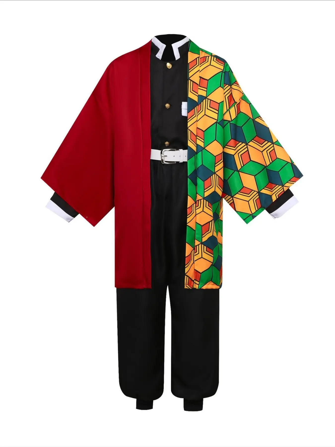 Anime Tomioka Giyuu Cosplay Costume for Parties, Demon Slayer Kimetsu No Yaiba Role Play for Adults, Halloween Carnival Clothing, Slim-Fitting Geometric Pattern, Costume Outfit