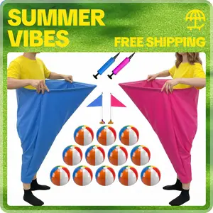 [HAPPY APLENTY] Memorial Day Weekend Gathering Favorite, 18-Piece Granny Pants Game Set with Beach Balls | Hilarious Outdoor Interactive Game for Family BBQ & Yard Fun | Giant Tossing Pants for Kids & Adults, Perfect for Birthday, Picnic & Team Building
