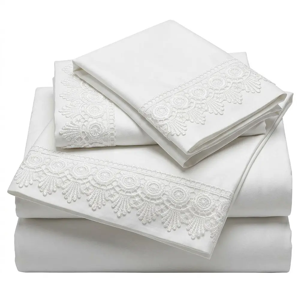 Alejandra Soft Cotton Embroidered Sheet Set - USA