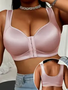 5 Pack Plus Size Sexy Comfort Bras, Ultra Soft Wireless Front Closure Bra, Multi-Color Daily Wear Lingerie for Big Bust women