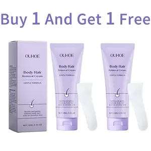 Gentle Body Hair Removal Cream with Shea Butter & Petroleum Jelly for Sensitive Skin Hydrating Nourishing Smooth Formula 100g Buy 1 Get 1 Free Thioglycolic Acid Calcium Wash Off Residue