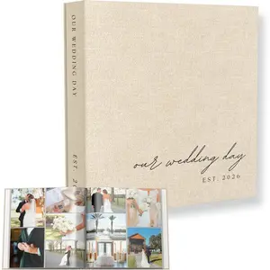 Wedding Photo Album 4x6 Pictures & Custom 2026 Year Large Picture Scrapbook with 400 Pockets for Horizontal & Vertical Photos Linen Photo Album Book for Personalized Wedding Day Memory Keepsake