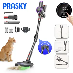 PRASKY Cordless Vacuum Cleaners for Home, 8-in-1/50Min Powerful Suction, Self-Standing Cordless Stick Vacuum Cleaner, Lightweight Anti-Tangle Rechargeable Vacuum for Floor/Carpet/Pet Hair/Car