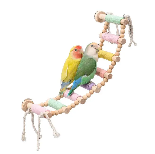 Cotton Rope Climbing Ladder for Birds - Parrot Chewing Toy, Bird Cage Perches for Parakeet, Finch