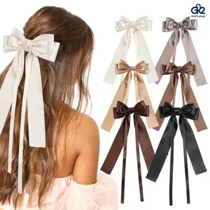 6pcs Viral Satin Ribbon Bow Hair Clips, Long Tail Bow Barrettes, Coquette Aesthetic Sweet Hair Accessories for Women & Girls headbands