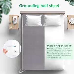 Grounding Sheets, Grounded Half Flat Sheet 24"x110" Fit All Bed Sizes, Conductive Sheets with Cord & Clips, Earth Connected Sheet for Sleep, Cotton+Silver Fiber (Packing list includes Grounding Sheet, Grounding Cord, Without any test accessories )