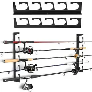 Wall Mounted Fishing Rod Holder, Fishing Pole Holders, 2 Counts/set Iron Fishing Rod Storage Rack, Home Wall Mounted Storage Display Rack, Home Organizer