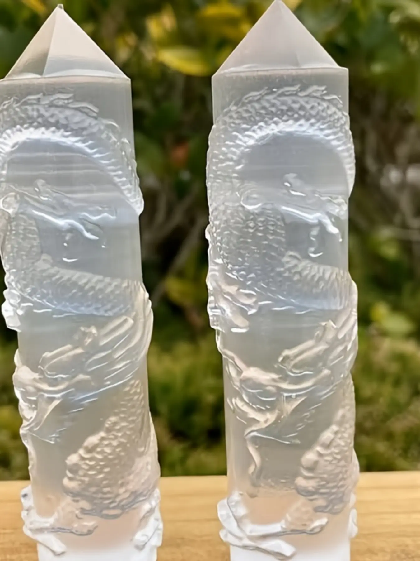 1pc Hand-Carved Selenite Crystal Tower with Dragon & Phoenix - Perfect for Home Decor, Natural Selenite Tower with Good Flash, Unique Crystal Design, Crystal Carving, Crystal Ornaments