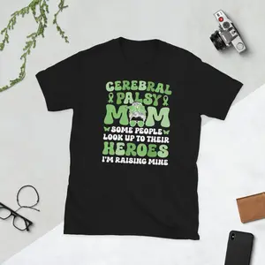 Women's Cerebral Palsy Awareness and Motherhood Graphic T-Shirt - Short Sleeve Crew Neck Regular Fit Casual Wear | Soft & Breathable Fabric, Durable Print, Everyday Comfort, Machine Washable, casual and inspirational Flat lay product photography with