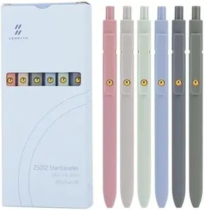 Gel Pens, 0.5mm Fine Point Quick Dry Blue Ink Pens Retractable, Cute Colorful Barrel Smooth Writing Pen, Aesthetics Gifts for Women Men (6 Pcs-Blue Ink)