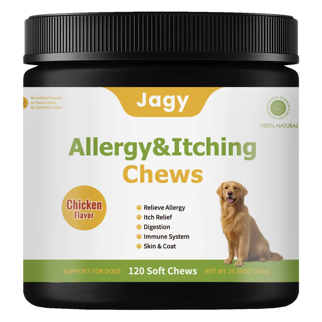 Jagy Omega-3 Allergy Relief Chews for Dogs - 120 NaturalSoft Chews Fish Oil Treats for Itchy Skin, Hot Spots & Shedding Advanced Skin & Coat Vitamins with SoothingSupport for Healthy Pet Skin & Coat,back to school
