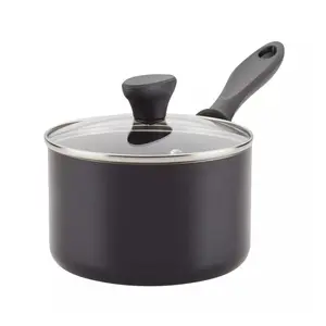 2qt Aluminum Nonstick Covered Saucepan - Black Everyday home cooks can count on the quality performance and easy cleaning of the Aluminum Nonstick 2-Quart Saucepan with Lid.