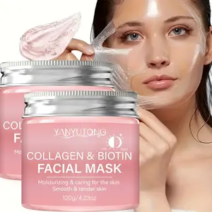 120g collagen biotin Hyaluronic gel hydrating facial mask, deep moisturizing jelly texture tear facial mask, moisturize and care skin, make skin look more elastic, fresh and easy to absorb, suitable for daily use, suitable for both men and women