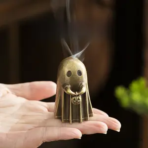 Ghost-Shape Small Size Incense Burner Ornament, Creative Cute Desktop Decoration, Home Aroma Diffuser, Auspicious Cloud Coil Incense Holder for Camping & Hiking Hammock Setup