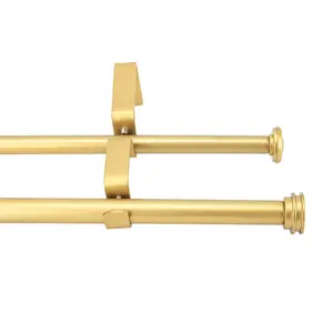 christmas Dwell Smart 5/8" Double Curtain Rod with Nerveux Finials --28''- 48'', 48"-84", 84"-120" (Pewter, Gold, Weathered White,Bronze Gold)