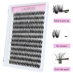 240 pieces 40D DIY False Eyelash Grafting Set: D-roll mixed length (9-16mm), paired with 0.07/0.10mm mink like hair, black single cluster design, suitable for both professional and home use