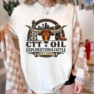 CTT Oil Exploration & Cattle T-Shirt, Oilfield Ranch Graphic Shirt, Landman Unisex Gift for Men and Women Streetwear Top