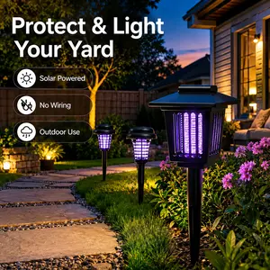 Solar Mosquito Zapper Light – Outdoor Garden Stake Lamp, UV Insect Killer, Solar Powered, Dual Mode (Mosquito Control + Pathway Lighting), Weather Resistant, Easy Setup,  Large Round + Square Options