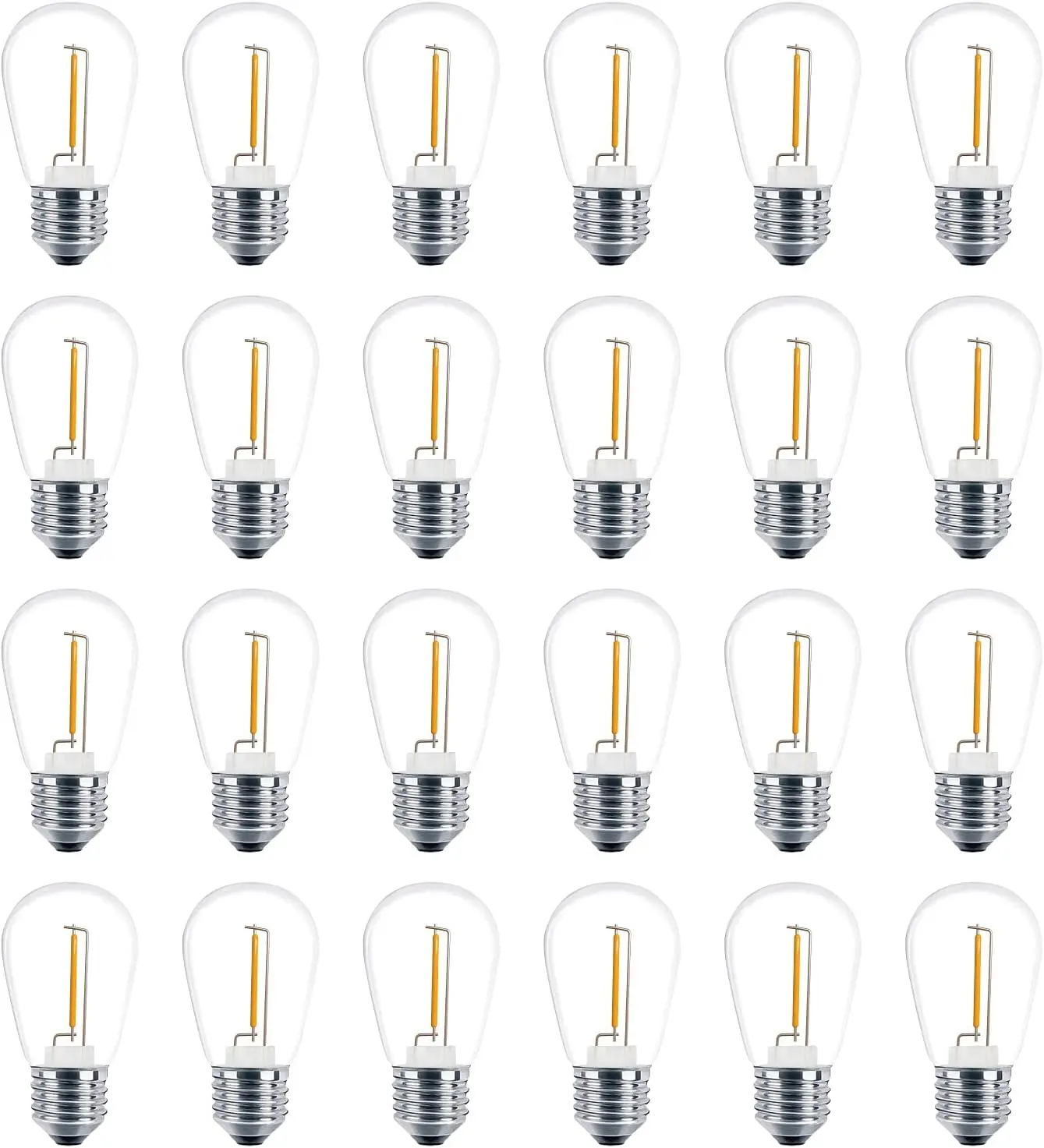24 Pack LED S14 Replacement Light Bulbs, Shatterproof Outdoor 1 Watt to Replace 11Watts String Incandescent Bulb, E26 Regular Medium Screw Base, 2200K Warm White, Non-Dimmable