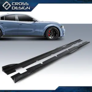 CROSSDESIGN Side Skirts Accessories Carbon Fiber Look Rock Panels Fit For 2015-2023 Charger 2PCS