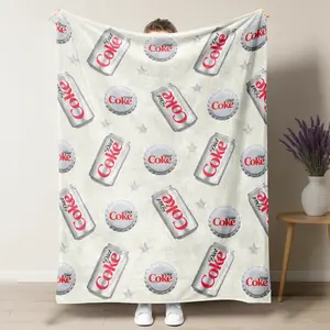 Summer Quilt Diet Coke Bottle Cap Pattern Flat Velvet Blanket Diet Coke Blanket Soft fluffy lightweight flannel throw soft fleece blanket slogan print Gift