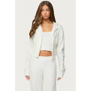 Louise Cable Knit Hooded Cardigan