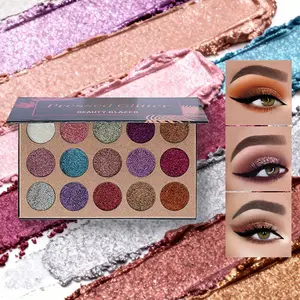 Beauty Glazed 15 Color Diamond Glitter Eyeshadow Palette - Silky Friend Gift, Multicolor Makeup, Long Lasting, Smudge Proof