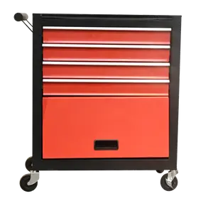 Four drawer rolling toolbox, tool cart with 4 wheels and drawers, large capacity detachable mobile tool storage cabinet for workshops, garages, maintenance rooms, and mechanics