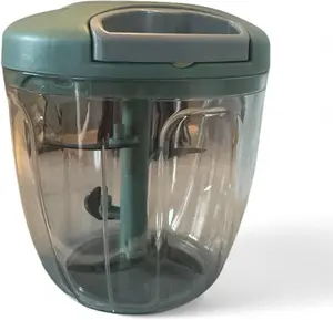 Manual Food Processor Vegetable Chopper, Portable Hand Pull String Garlic Mincer Onion Cutter for Veggies, Ginger, Fruits, Nuts, Herbs, etc., 900ml-Gray