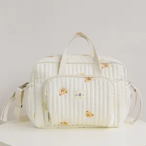 Portable Large Capacity Diaper Bag, 1 Count Quilted Embroidery Travel Bag, Fashionable Diaper Bags for Outdoor Use, Baby Travel Essentials, Travel Diaper Tote